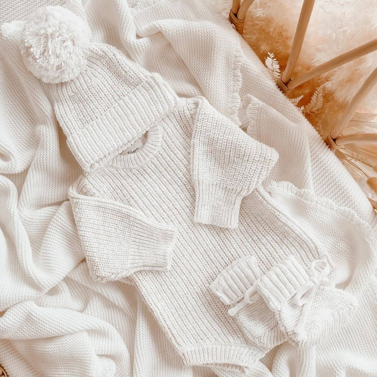 Blossom & Pear Chunky Knit Romper - Cloud