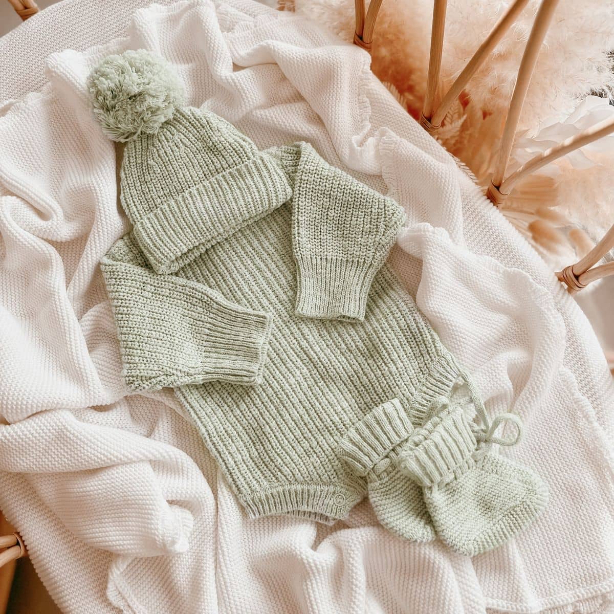 Blossom & Pear Chunky Knit Romper - Pear