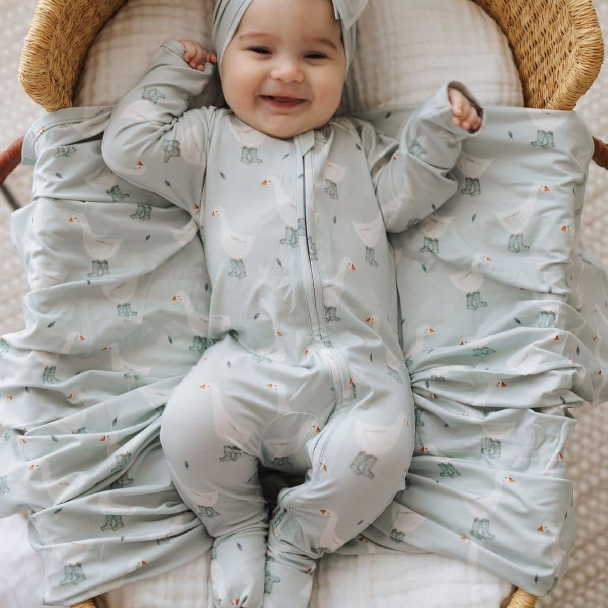 Blossom & Pear Cotton Growsuit - Puddle Duck
