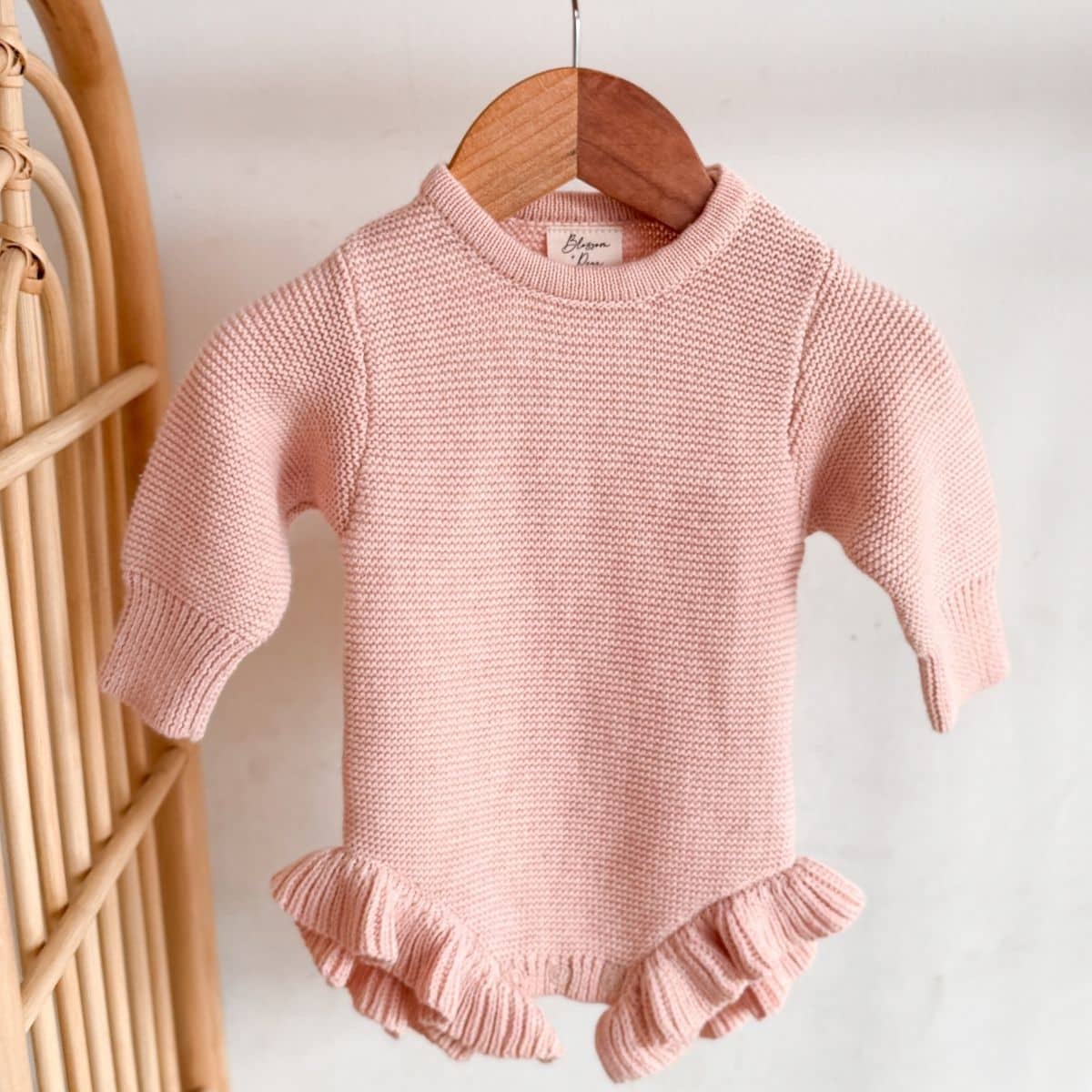 Blossom & Pear Frill Leg Knit Romper - Pink Lemonade