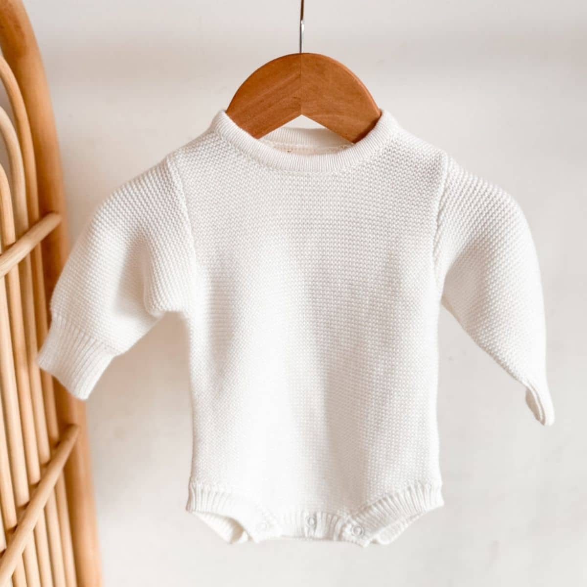 Blossom & Pear Long Sleeve Knit Romper - Milk