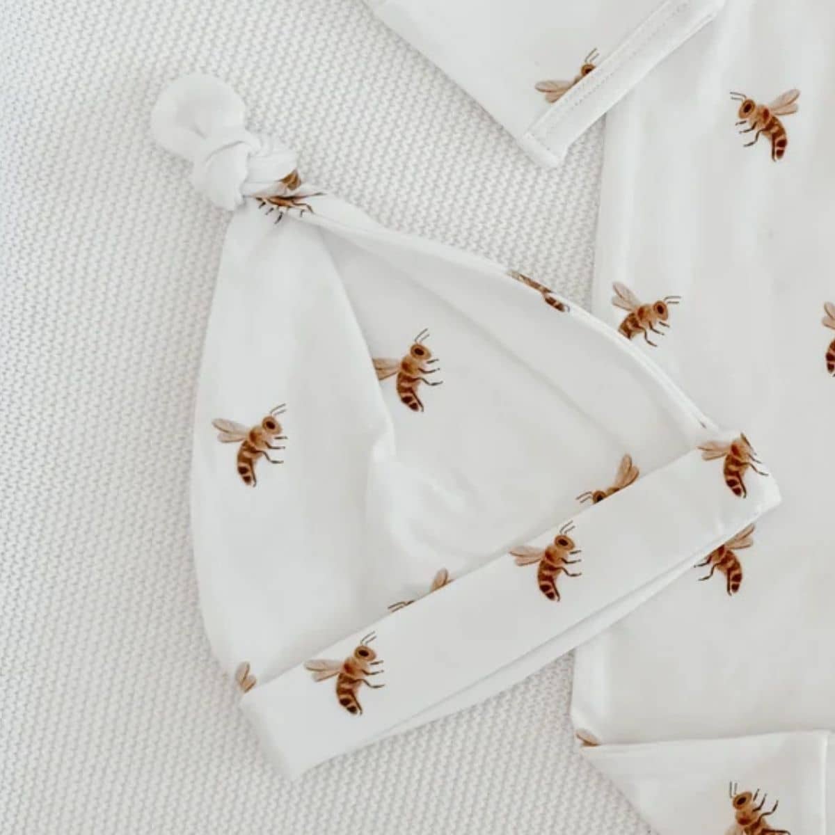 Blossom & Pear Knotted Cotton Beanie - Honey Bee