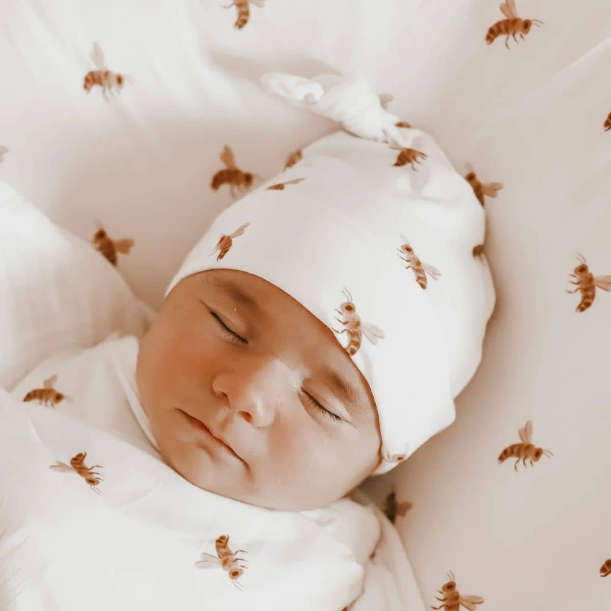 Blossom & Pear Knotted Cotton Beanie - Honey Bee