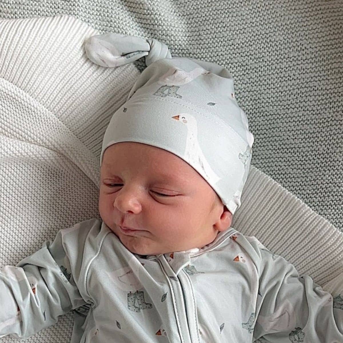 Blossom & Pear Knotted Cotton Beanie - Puddle Duck