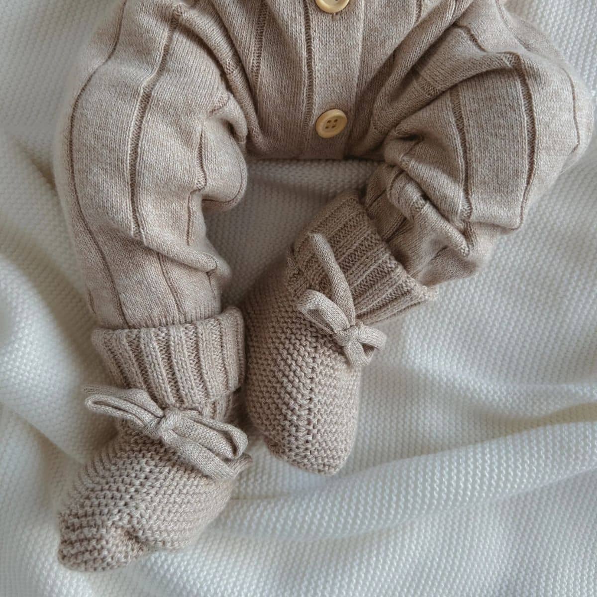 Blossom & Pear Mini Knit Booties - Fawn