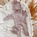 Blossom & Pear Ribbed Knit Romper - Lavender