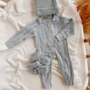 Blossom & Pear Ribbed Knit Romper - Powder Blue
