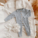 Blossom & Pear Ribbed Knit Romper - Powder Blue