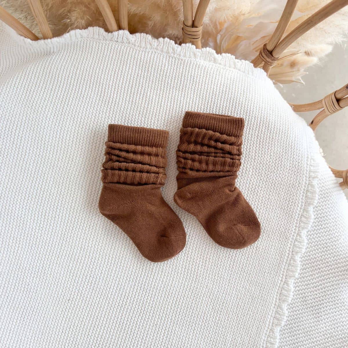 Blossom & Pear Scrunch Socks - Brown