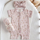 Blossom & Pear Short Sleeve Bamboo Growsuit - Blushing Blooms
