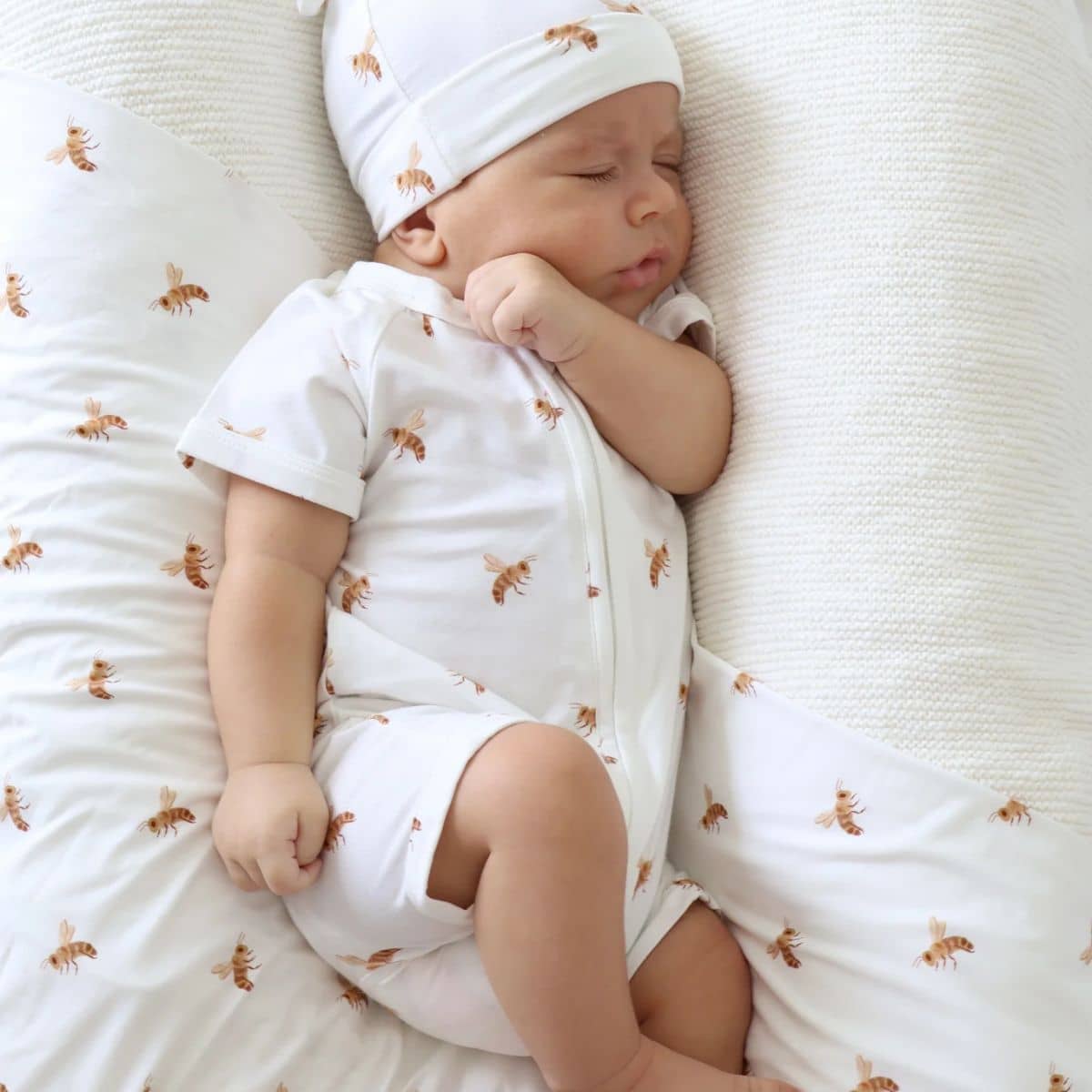 Blossom & Pear Short Sleeve Bamboo Growsuit - Honey Bee