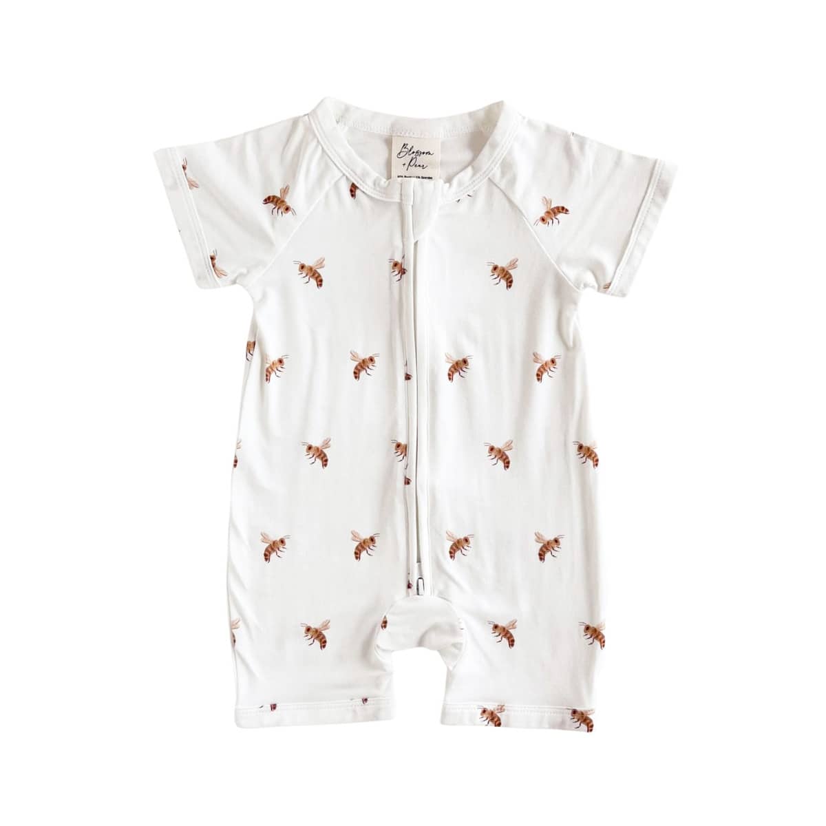 Blossom & Pear Short Sleeve Bamboo Growsuit - Honey Bee