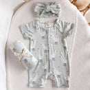 Blossom & Pear Short Sleeve Bamboo Growsuit - Puddle Duck