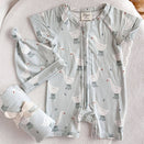 Blossom & Pear Short Sleeve Bamboo Growsuit - Puddle Duck