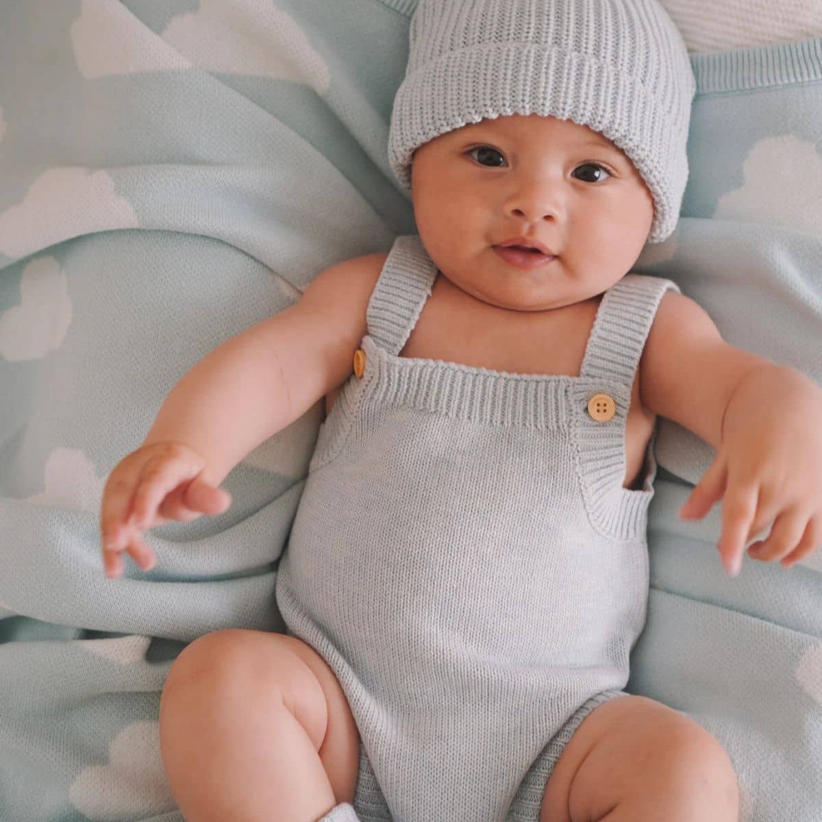 Blossom & Pear Singlet Mini Knit Romper - Powder Blue