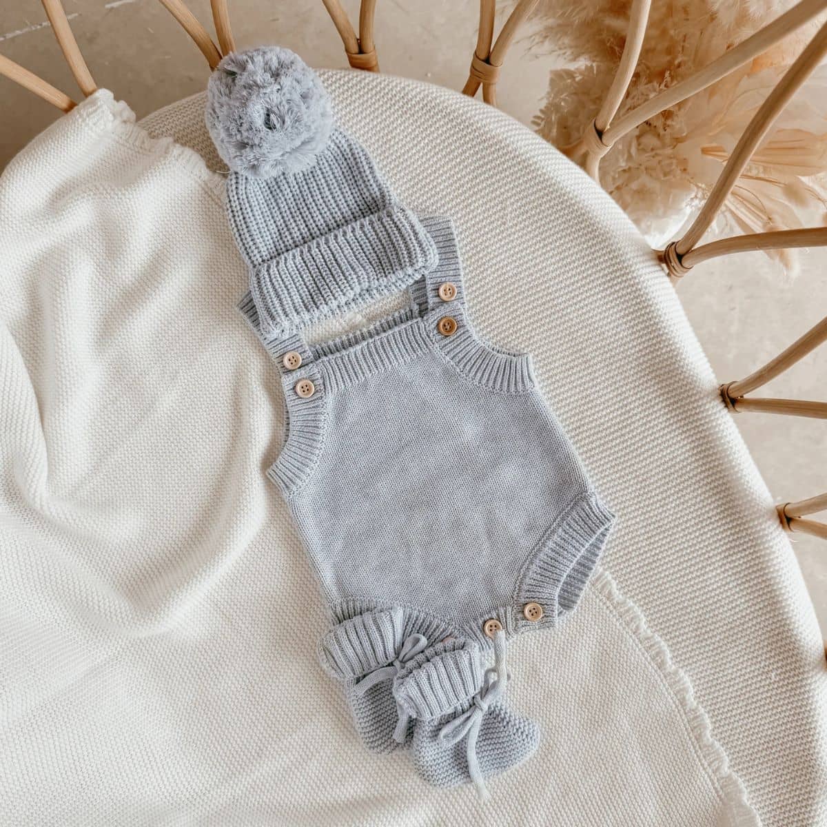 Blossom & Pear Singlet Mini Knit Romper - Powder Blue