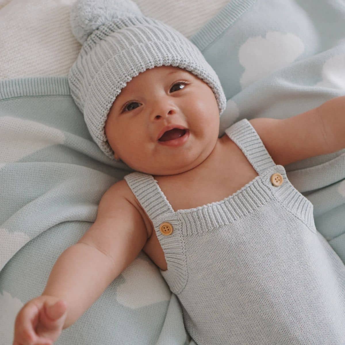 Blossom & Pear Singlet Mini Knit Romper - Powder Blue