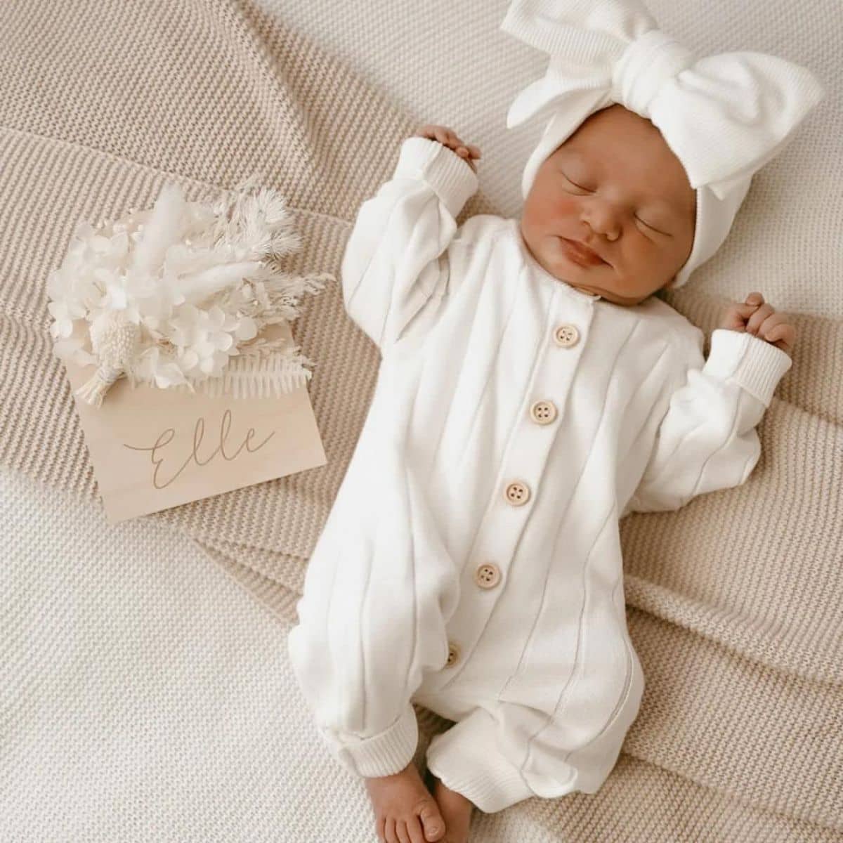 Blossom & Pear Ribbed Knit Romper - Milk