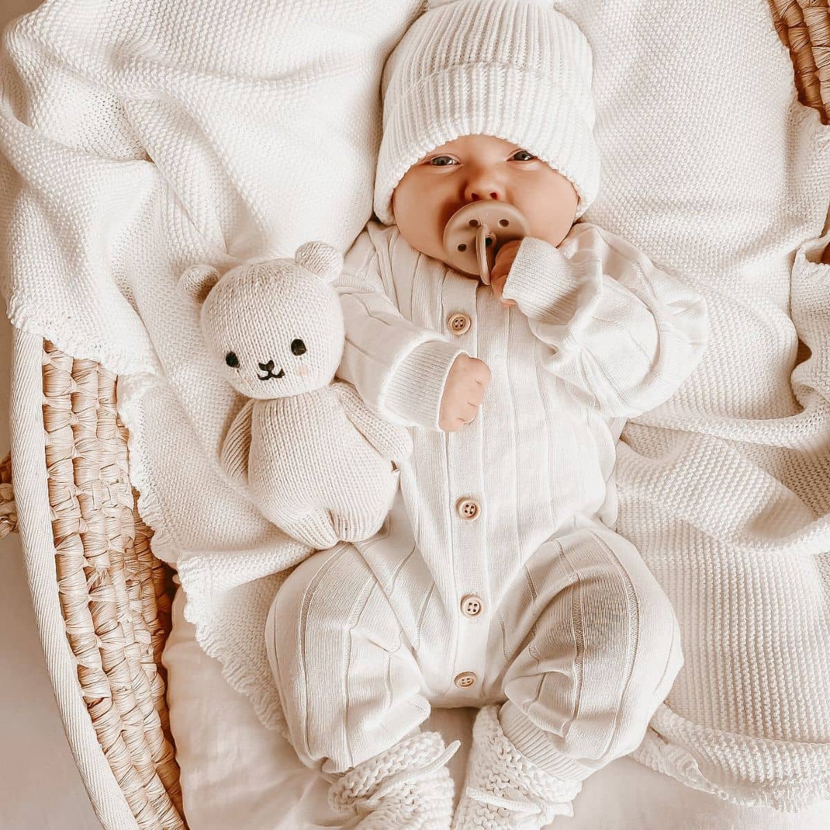 Blossom & Pear Ribbed Knit Romper - Milk