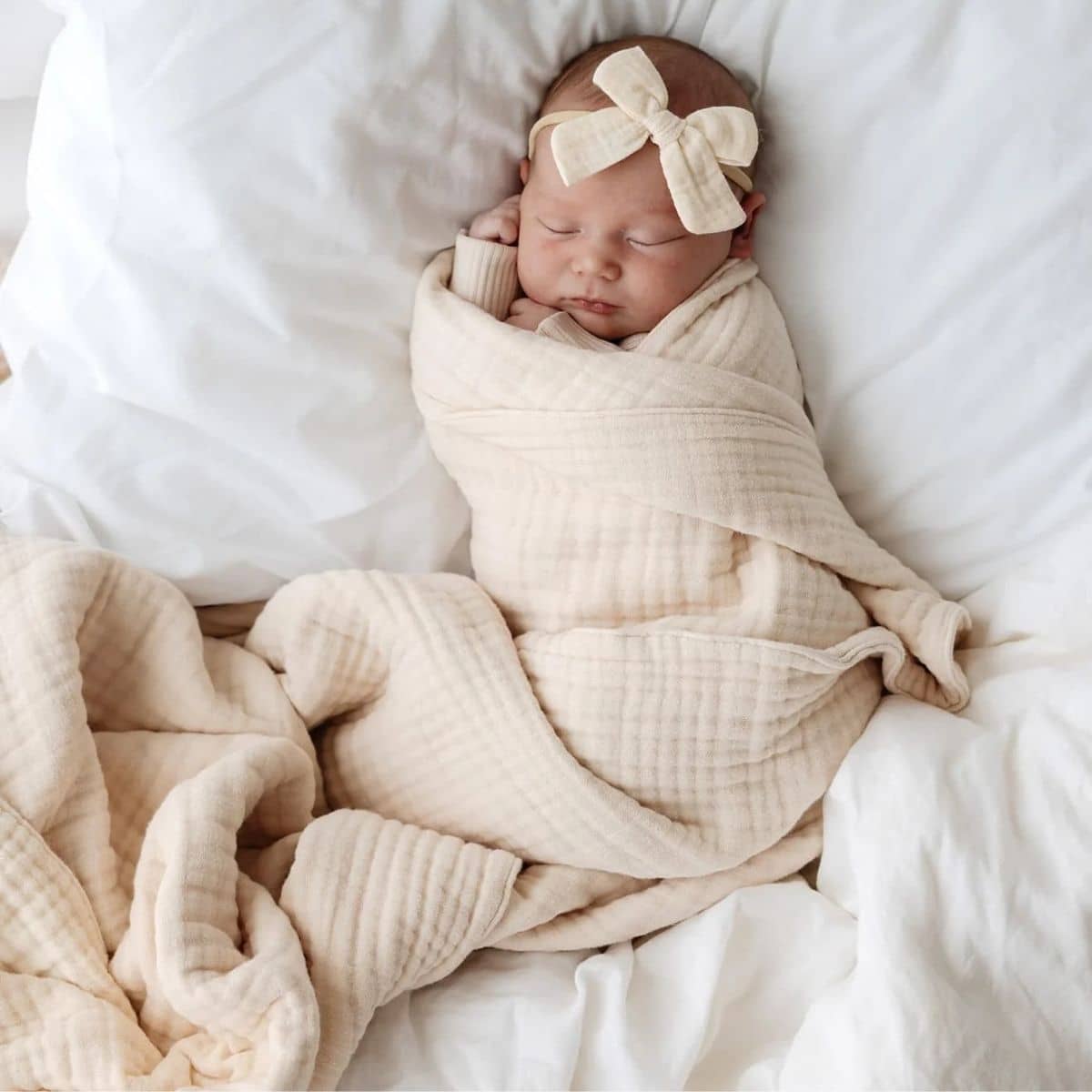 Bowy Made Muslin Bubble Blanket - Cream