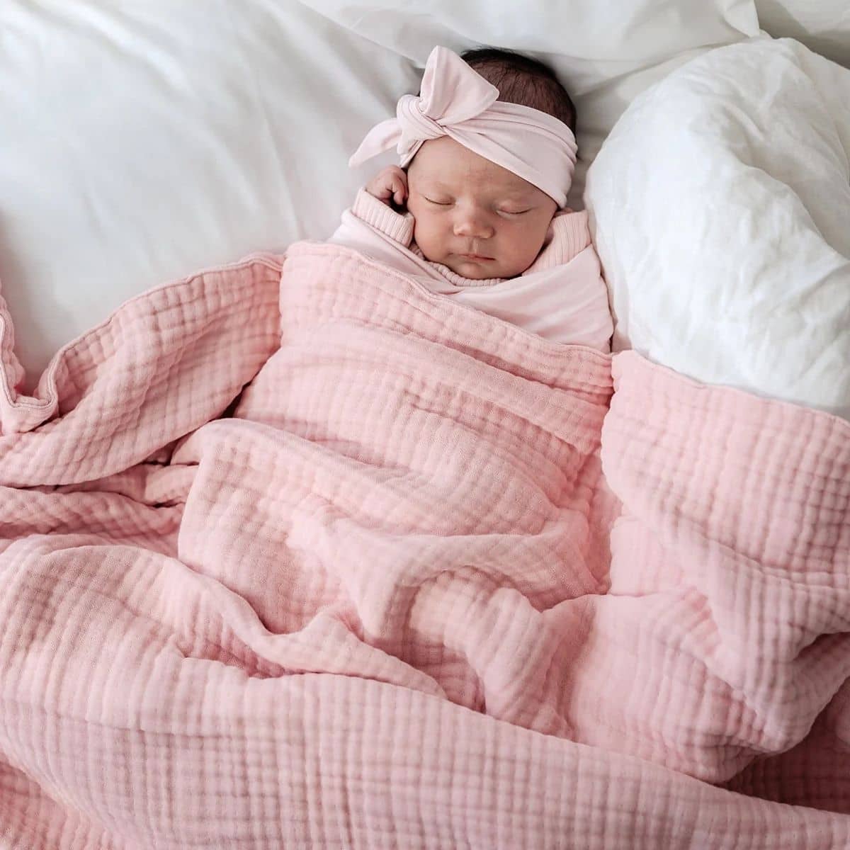 Bowy Made Muslin Bubble Blanket - Dusty Pink