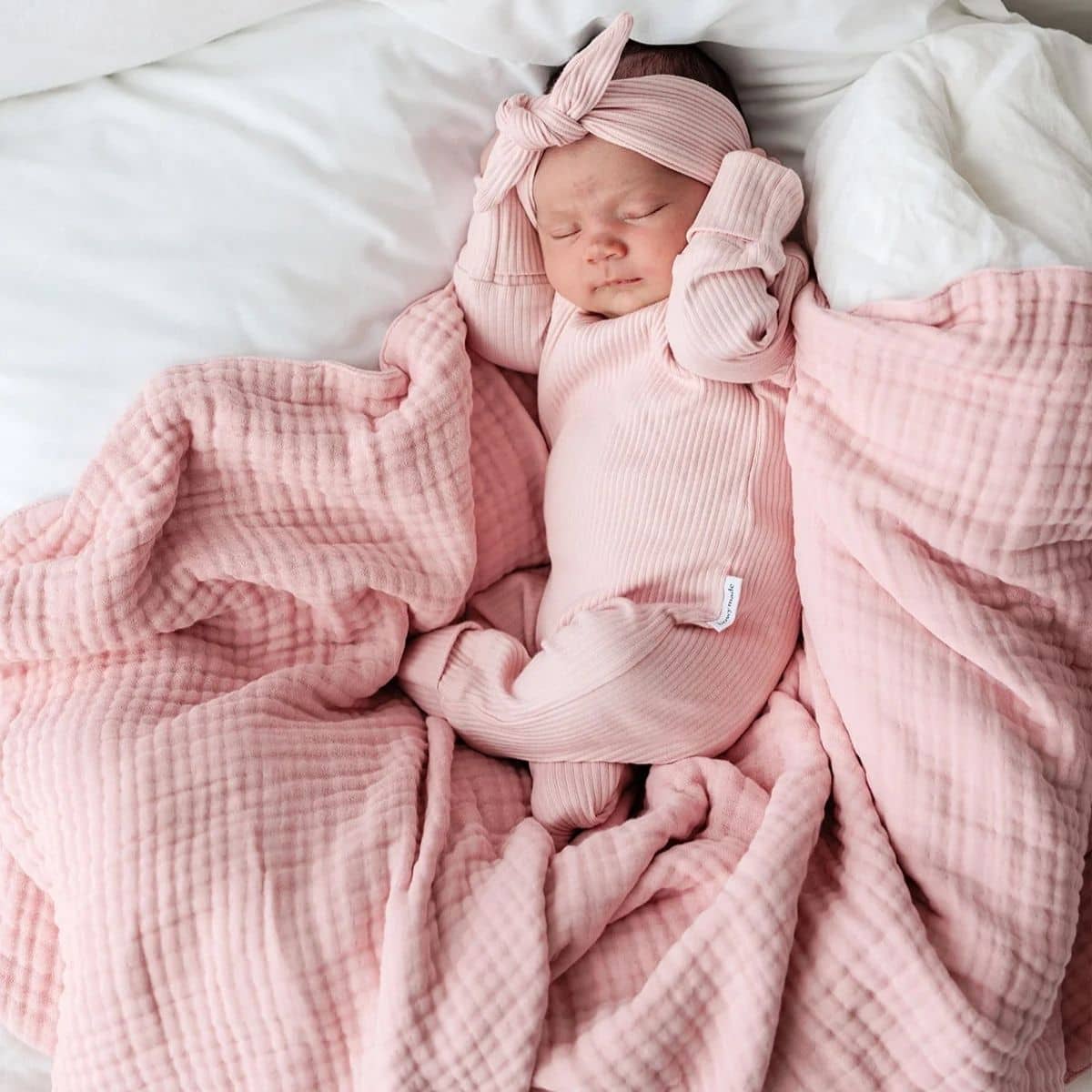 Bowy Made Muslin Bubble Blanket - Dusty Pink