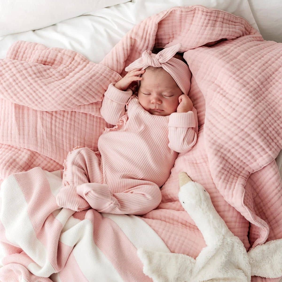 Bowy Made Muslin Bubble Blanket - Dusty Pink