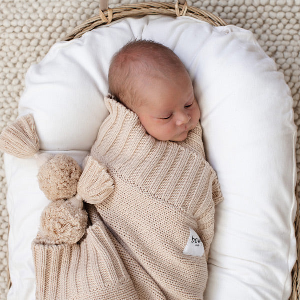 Bowy Made Pom Pom Tassel Blanket - Oak