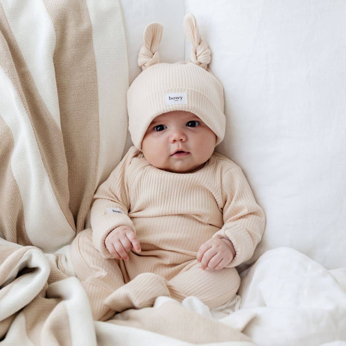 Bowy Made Ribbed Cotton Onesie - Cream