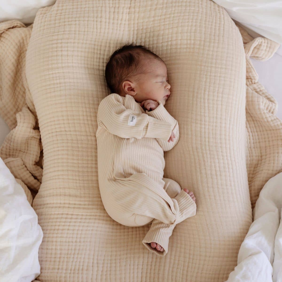 Bowy Made Ribbed Cotton Onesie - Cream