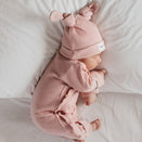 Bowy Made Ribbed Cotton Onesie - Dusty Pink Frill