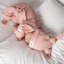 Bowy Made Ribbed Cotton Onesie - Dusty Pink Frill