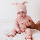 Bowy Made Ribbed Cotton Onesie - Dusty Pink Frill