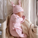 Bowy Made Ribbed Cotton Onesie - Dusty Pink Frill