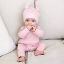 Bowy Made Ribbed Cotton Onesie - Dusty Pink Frill