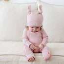 Bowy Made Ribbed Cotton Onesie - Dusty Pink Frill