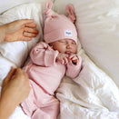 Bowy Made Ribbed Cotton Onesie - Dusty Pink Frill
