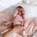 Bowy Made Ribbed Cotton Onesie - Dusty Pink Frill