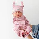 Bowy Made Ribbed Cotton Onesie - Dusty Pink Frill