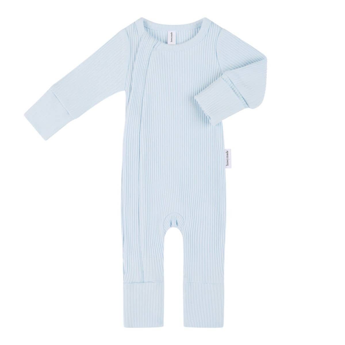 Bowy Made Ribbed Cotton Onesie - Powder Blue