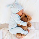 Bowy Made Ribbed Cotton Onesie - Powder Blue
