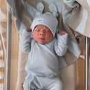 Bowy Made Ribbed Cotton Onesie - Powder Blue