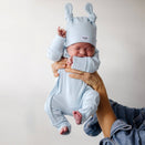 Bowy Made Ribbed Cotton Onesie - Powder Blue