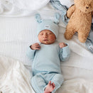 Bowy Made Ribbed Cotton Onesie - Powder Blue