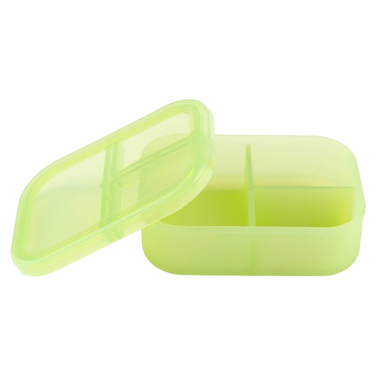Bumkins Three Section Bento Box - Jelly Silicone - Green