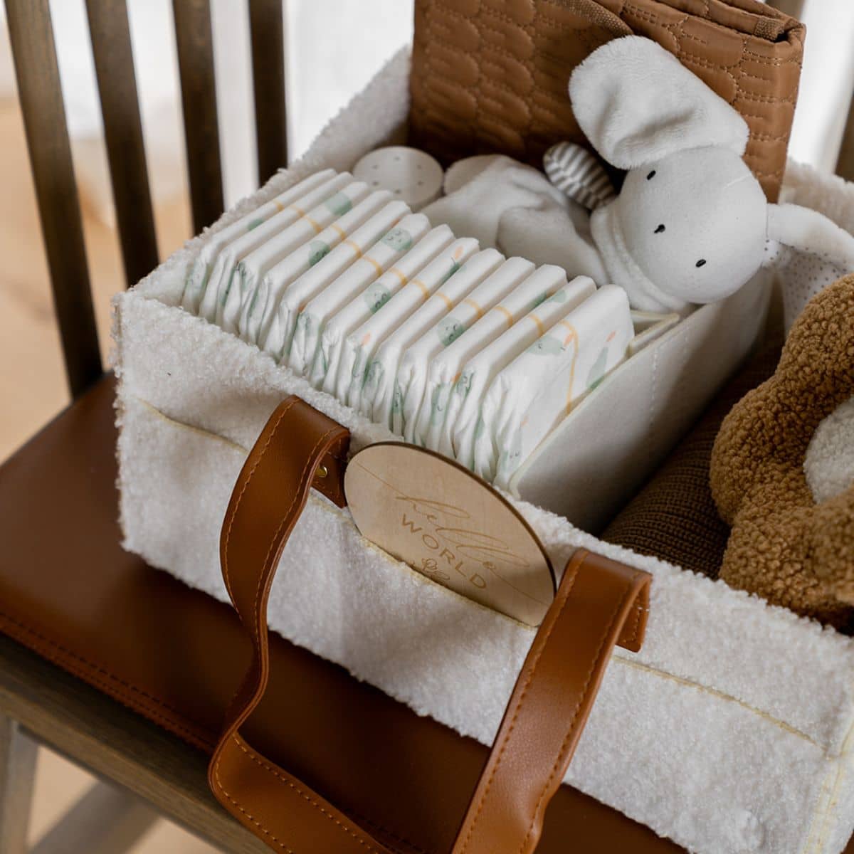 Bunnie Caddie Deluxe Mini Nappy Organiser - Teddy Cream