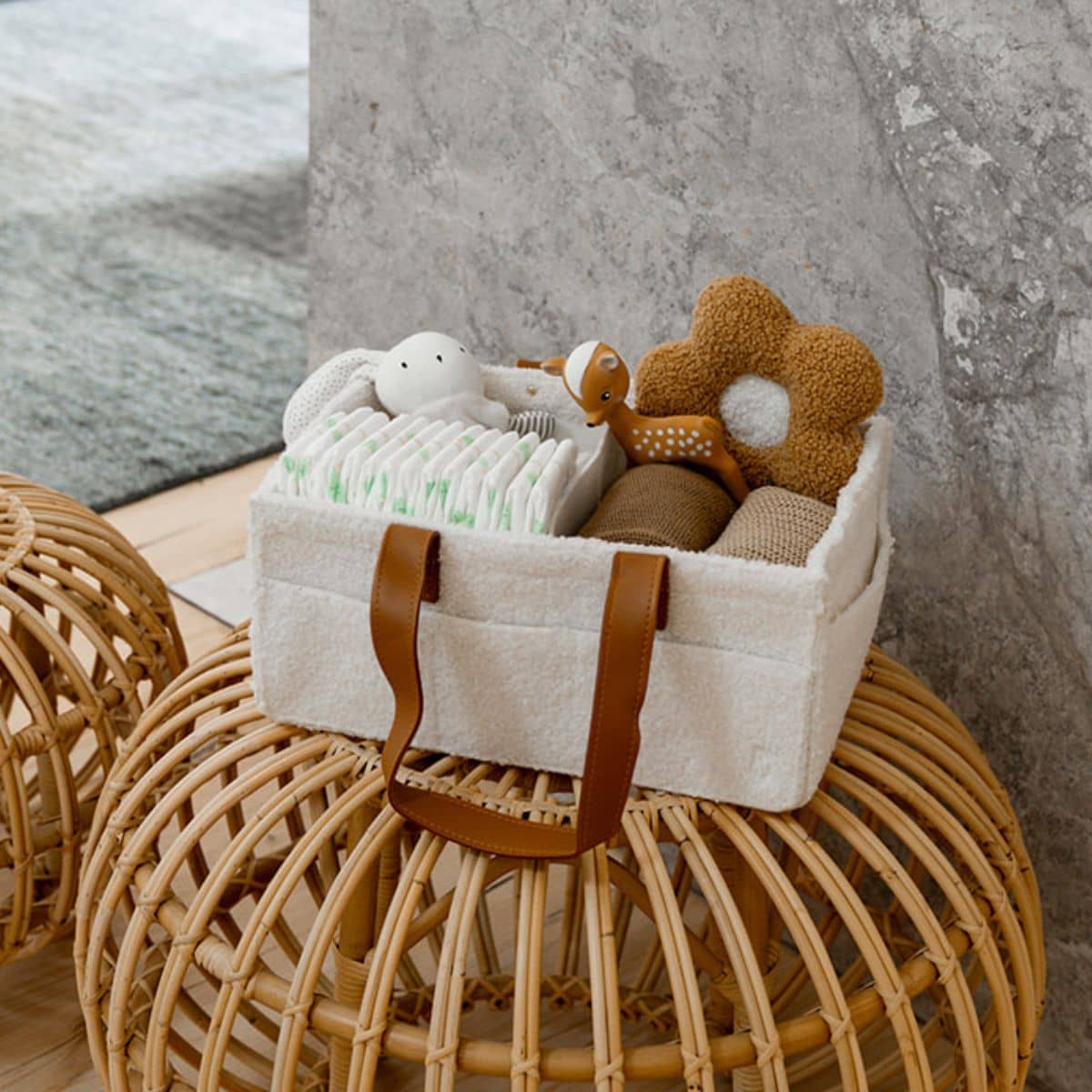 Bunnie Caddie Deluxe Mini Nappy Organiser - Teddy Cream