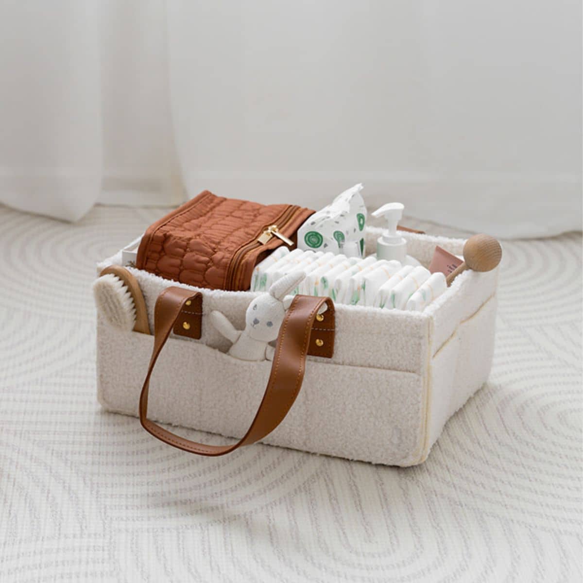 Bunnie Caddie Deluxe Mini Nappy Organiser - Teddy Cream
