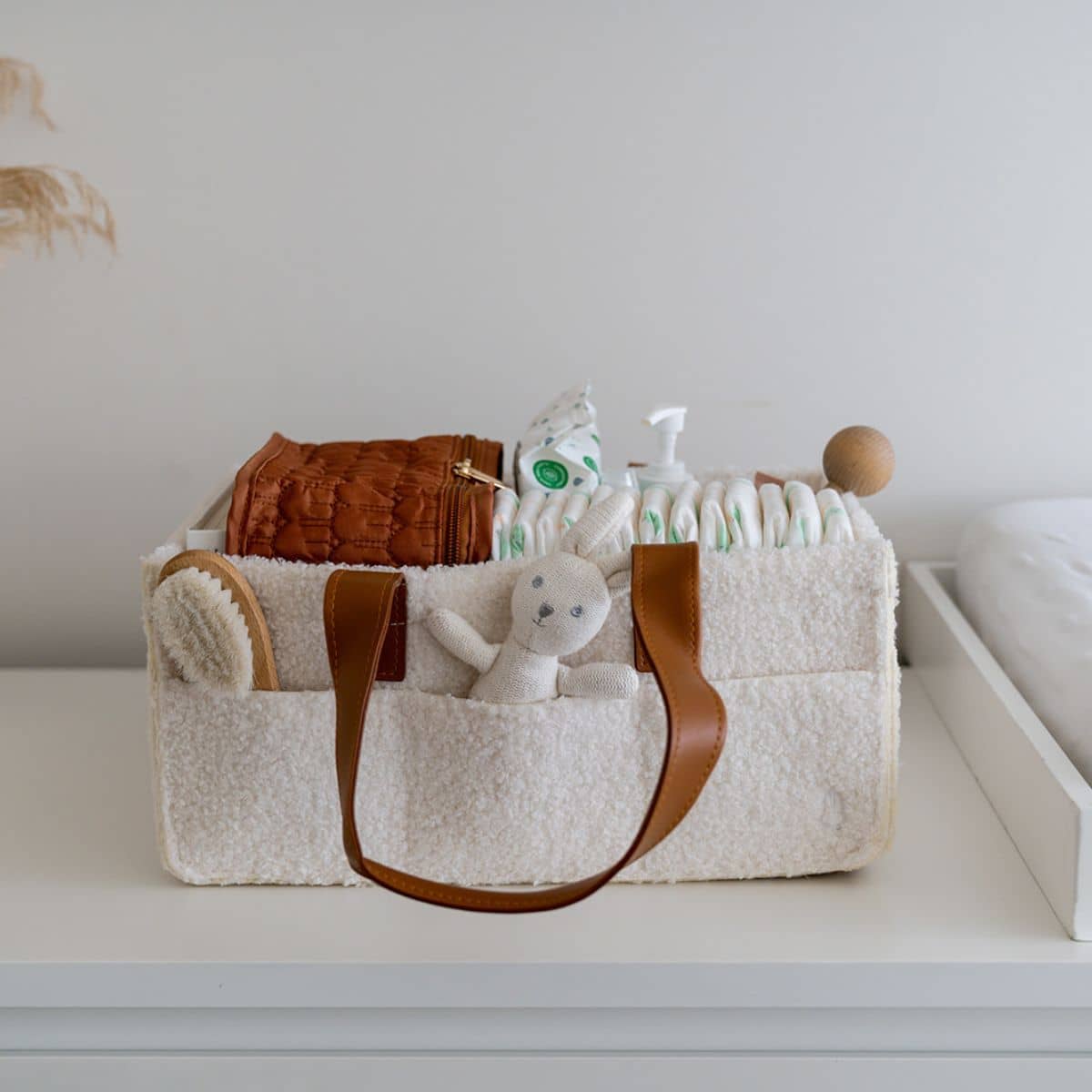 Bunnie Caddie Deluxe Mini Nappy Organiser - Teddy Cream