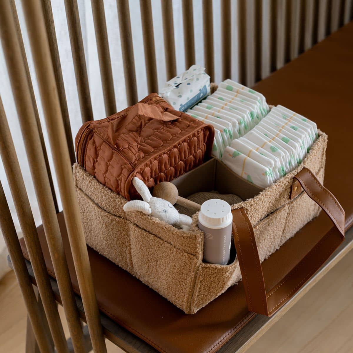 Bunnie Caddie Deluxe Mini Nappy Organiser - Teddy Tan